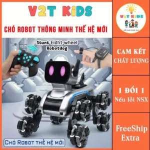 Chó Robot Thông Minh 8 Bánh Điều Khiển Từ Xa - Quay 360, Leo Tường, Chơi Nhạc