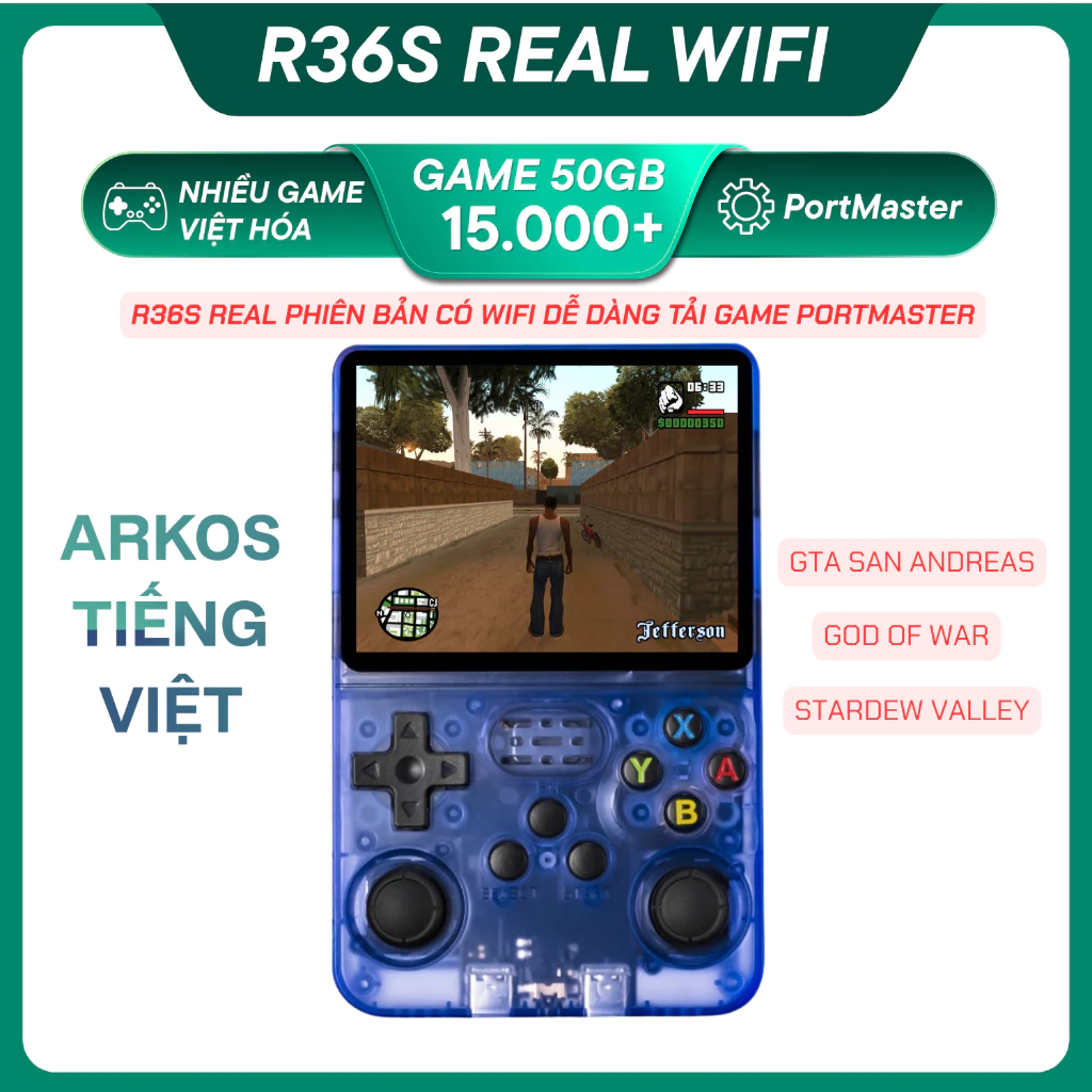 R36S Real phiên bản có WIFI, Arkos Tiếng Việt Nhiều Game Huyền Thoại