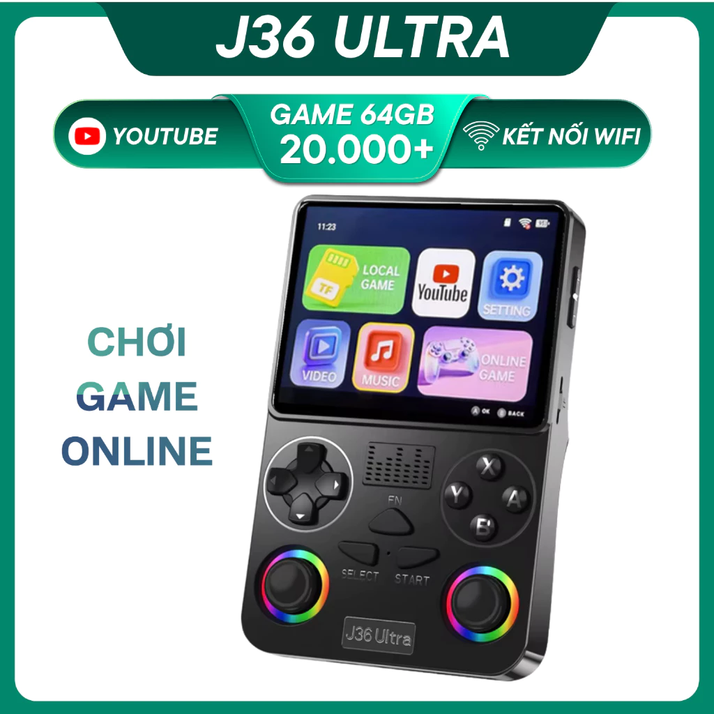 J36 ULTRA Máy Chơi Game Cầm Tay, WIFI Hỗ Trợ Chơi Game Online, Xem YT