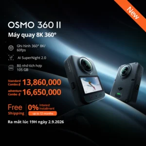 (Siêu phẩm mới) Camera DJI Osmo 360 II quay 8K 360 độ | AI Supernight 2.0 | Bộ nhớ trong 105GB | Ra mắt 2.9 (O360 Gen 2)